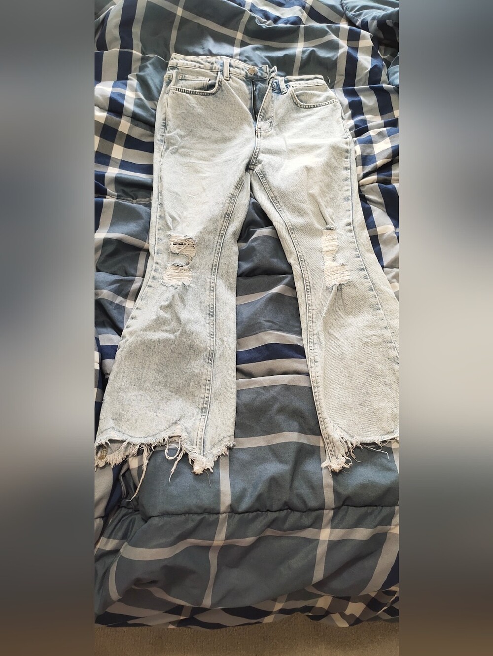 Light Wash Distressed Women's Flared Jeans